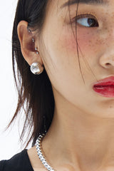 N LOGO BALL EARRINGS