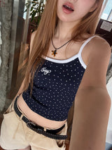 Star string Tank top Navy 
