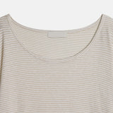 ボニーリネンストライプUネック半袖Tシャツ