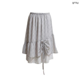 (2color) Shirring Layered Flare Check Skirt