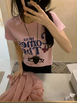 Tiny Summer Comes Strar レタリング半袖Tシャツ