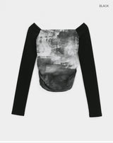 [MADE] Robedin Printing Shirring Off Shoulder
