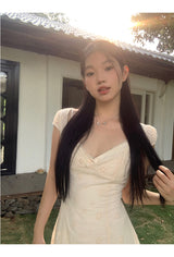 Ivory Punching Layered Long Dress