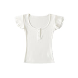 Elin U-Neck Slim Cap Tee