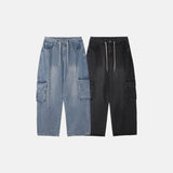 String Wide Cargo Denim PT