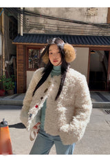 Beads Burton No Collar Round Fur Jacket