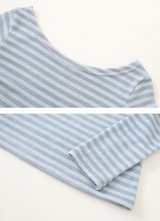 ボーダーボートネックワンショルダーニットTシャツ(2color)