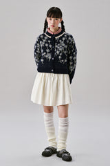 Flower Wool Cardigan [Navy]
