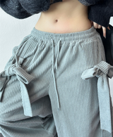 ワイドバルーンバービービッグリボンコーデュロイゴールデンワイドロングパンツ 🎀 3 COLOR