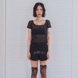 バックリボンレースTシャツ_black