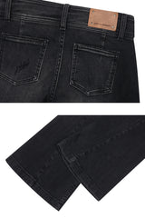 VERA BELTED BOOT-CUT DENIM black
