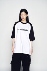 25SS CONNECT LOGO RAGLAN SHORT SLEEVE T-SHIRT BLACK