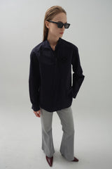 Brooch Convertible Shirt_Navy