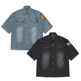 COUNTRY DENIM HALF SHIRT (2color)