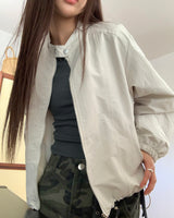 Shuni Collarless スナップボタン ストリングポケット クロップド オーバーサイズ ジャケット