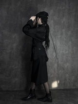 chiffon scarf high-neck shirt (2color)