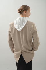 Glossy Wide Jacket_Beige