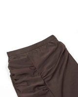 Sheer Shirring Slit Skirt _ BROWN
