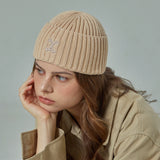VA Curved Logo Washed Beanie / Beige
