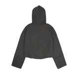 PIGMENT CUTTED CROP HOODIE_CHARCOAL