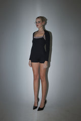 BODYSUIT + BOLERO CARDIGAN SET BLACK