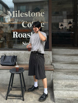 フォールドクロップロールアップ半袖Tシャツ