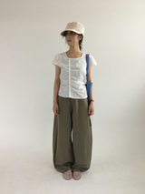 pleated button blouse (2color)