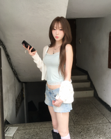 Light denim damage shorts
