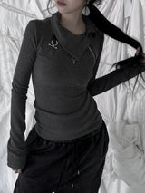 high neck zipper polar T (2color)