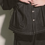 reverse Terry Pocket Denim Jacket_black