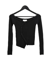 Curved off-shoulder knit