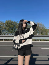 [UNISEX] タケハチダンガラストライプドカラーネックロングスリーブニット (5 colors)