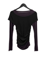 デュアルレイヤードカラーボートネックTシャツ