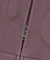 BIG GOTHIC CUT OFF PIGMENT ZIP-UP HOODIE
