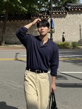 Deli henry-neck long sleeve t-shirt