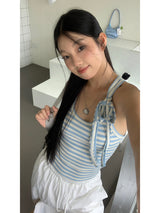 sky stripe strap sleeveless tee