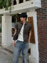Cotton western cropped shirt jacket