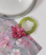 pink flower beaded ring