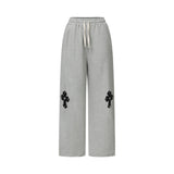 MOEN CROSS LEATHER PATCH SWEAT PANTS UNISEX (2Color)