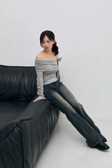 RIEN ONE-SHOULDER SHIRRING TOP / MELANGE