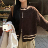 [BELLIDE MADE] Round colour matching knit zip-up