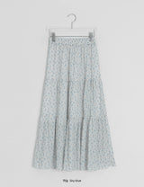 Honil Flower Shirring Banding Long Skirt