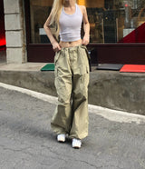 string low-rise cargo pants