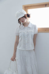 ウィングフリルブラウス(WHITE)