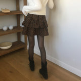 Baen Leopard print frill mini skirt