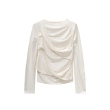 TWIST DRAPE LONG SLEEVE TOP (WHITE)