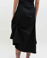 DOZI - Sleeveless Pinched Long Dress _ BLACK