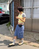 ピグメントウォッシュド カーゴ バミューダパンツ