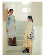 UnsocialNight2025 Autumn Original Two-colour Printed Loose Pullover Long-sleeved Dress Girlish Style