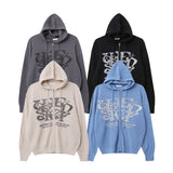 LAS Lettering Printed Hooded Zip-Up Knitwear (4 colors)